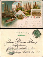 Litho AK Koblenz Dombei Mondschein, Codesburg Ehrenbreitenstein Rhein 1900 - Koeln