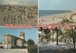 GRAYAN L'HOPITAL LA PLAGE DU GURP L'EGLISE LES GITES COMMUNAUX MULTIE VUES CPSM 10X15 TBE - Autres & Non Classés