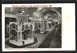 AK Nürnberg, Bayerische Jubiläums-Landes-Ausstellung 1906, Mittelhalle Des Haupt-Industrie-Gebäudes  - Ausstellungen