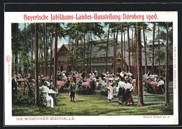 AK Bayerische Jubiläums-Landes-Ausstellung Nürnberg 1906, Die Münchner Bierhalle  - Tentoonstellingen