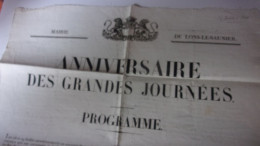 RARE JURA LONS LE SAUNIER 1831 AFFICHE MAIRIE ANNIVERSAIRE DES GRANDES JOURNEES LOUIS PHILIPPE PROGRAMME - Lons Le Saunier