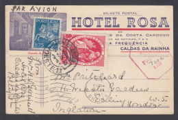 1945. PORTUGAL 1$75 + 1 On Fine Advertisement BILHETE POSTAL From HOTEL ROSA 14.JUN.45 ... (Michel 668 + 671) - JF368815 - Lettres & Documents