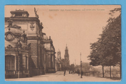 1273 GERMANY ALEMANIA SAXONY DRESDEN KGL KUNST-AKADEMIE UND BRÜHL'SCHE TERRASSE RARE POSTCARD - Dresden