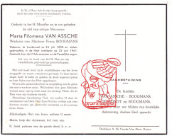 DP Maria Filomena Van Assche ° Londerzeel 1895 † 1961 X Frans Boogmans // De Bondt - Devotion Images