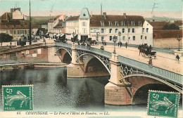 60 - Compiègne - Le Pont Et L'Hotel De Flandre - Animée - Colorisée - Oblitération Ronde De 1910 - CPA - Voir Scans Rect - Compiegne