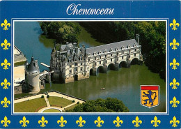 37 - Chenonceau - Le Château - Vue Aérienne - Blasons - Carte Neuve - CPM - Voir Scans Recto-Verso - Chenonceaux