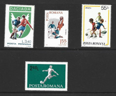 Romania 1965 - 1981 4 Different Soccer Single Issues MNH - Unused Stamps