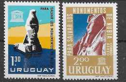 Uruguay 1964  Monuments Nubie Nubia Egyptian Temples Abou Ramses II - Yvert Air Mail A252/3  ** - Uruguay