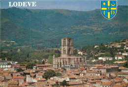 34 - Lodève - Vue Générale Sur La Ville Et L'ancienne Cathédrale St-Fulcran - Blasons - CPM - Carte Neuve - Voir Scans R - Lodeve