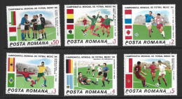 Romania 1986 Soccer World Cup Mexico Set Of 6 MNH - Unused Stamps