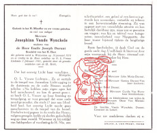 DP Josephina Vande Wynckele ° Wolvertem Meise 1875 † 1961 X Emile Durant // Motte Van Hoeck Van Hove Van Meenen Lobert - Devotion Images