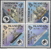 1987 Ascension Ships Of The Royal Navy Ovpt Sydpex 4v. MNH SG N. 465/68 - Autres & Non Classés