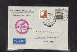 Zeppelin-Brief, Olympiafahrt  1936 Mit Mi.F. Mi.-Nr. 607 + 533 - Zeppelines