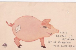 PETIT COCHON JE RESTERAI ET DE BONHEUR JE VOUS COMBLERAI       G D - Cochons