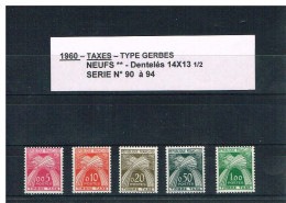 FRANCE - 1960 - N°90 à 94 - TAXES - NEUFS** - TYPE GERBES  -MNH - LEGENDE Rép Française  - Y & T - COTE : 70,00 Euros - 1960-.... Neufs