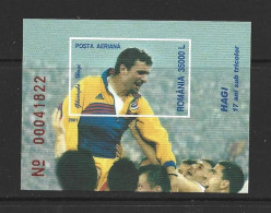 Romania 2001 Soccer Hagi Retirement 35000 L Miniature Sheet MNH - Unused Stamps