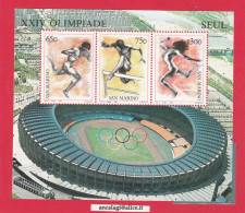 FOGLIETTO R.S.M. 1988 - Ref.005 "OLIMPIADI-SEUL '88" 3 Val. - - Blocks & Sheetlets