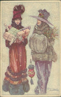 BOMPARD SIGNED 1910s POSTCARD - WOMEN UNDER THE SNOW - N. 994/1 (5807) - Bompard, S.