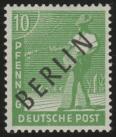 4a Schwarzaufdruck 10 Pf GELBGRÜN ** Geprüft - Unused Stamps