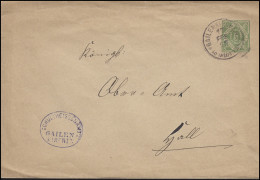 Dienstumschlag 5 Pf. Grün Schultheissenamt GAILENKIRCHEN 17.2.93 Nach HALL - Postal  Stationery