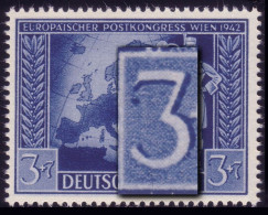 820III Postkongreß 3 Pf - Plattenfehler Blauer Fleck Links Von Der 3, F.29 ** - Variétés & Curiosités