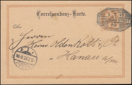 Österreich Postkarte P 74 Franz Joseph 2 Kr. KARLSBAD STADT 4.7.1897 Nach Hanau - Other & Unclassified