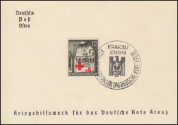 Generalgouvernement 52 Rotes Kreuz Auf Spendenkarte Mit ESSt KRAKAU 17/18.8.1940 - Occupation 1938-45