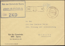 ZKD-Brief Rat Der Gemeinde Spora Als Orts-Brief ZEITZ 16.6.65 An Rat Des Kreises - Storia Postale