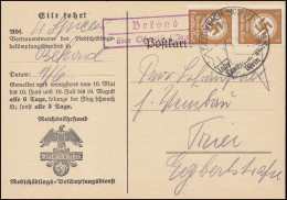 Landpost Bekond über Schweich Mosel Auf Dienst Mottenflugmeldekarte, Juni 38 - Lettres & Documents