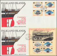 Falklandinseln 449-452 Und Bl.6 AMERIPEX'86 Schiffe Great Britain Auf Zwei FDC - Falkland