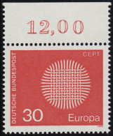 621 Europa 30 Pf Sonnensymbol ** Oberrand - Unused Stamps