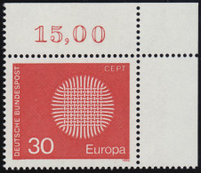 621 Europa 30 Pf Sonnensymbol ** Ecke O.r. - Unused Stamps