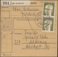 644 Heinemann 2x 1,- DM MeF Auf Paketkarte GROSSHEIDE 21.12.71 Nach Schleswig - Brieven En Documenten