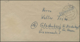 Gebühr-Bezahlt-Stempel Brief Regen 31.5.46 Nach Gladenbach - Autres & Non Classés