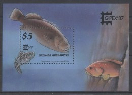 Grenada Grenadines - 1987 Fishes Block (1) MNH__(TH-9583) - Grenada (1974-...)