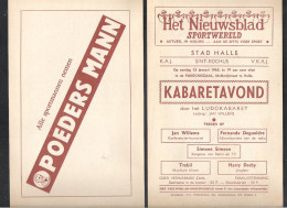 PROGRAMMA KABARETAVOND - STAD HALLE - K.A.J. SINT-ROCHUS-13/1/1963 - RECLAME POEDERS MANN-HET NIEUWSBLAD (OD 488) - Programmes