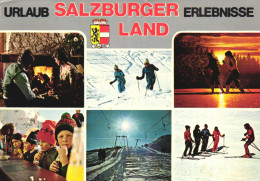 SALZBURG, MULTIPLE VIEWS, ARCHITECTURE, EMBLEM, CHILDREN, SKI LIFT, FIREPLACE, SKI RESORT, AUSTRIA, POSTCARD - Autres & Non Classés