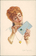 SIMONETTI SIGNED 1910s POSTCARD - WOMAN READING LETTER - N.216/1 (5820) - Other & Unclassified