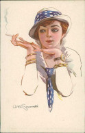 SIMONETTI SIGNED 1910s POSTCARD - WOMAN & CIGARETTE - N.218/4  (5822) - Other & Unclassified