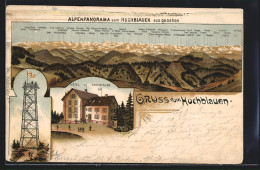 Lithographie Hochblauen, Hotel Hochblauen, Aussichtsturm, Alpenpanorama Mit Tödi, Sardona Und Mythen  - Other & Unclassified