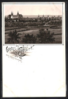 Lithographie Erfurt, Ortspartie Mit Kirche  - Erfurt