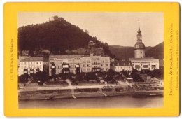 Fotografie J. F. Striehm, Berlin, Ansicht Bad Schandau, Blick Nach Den Elb-Hotels Forsthaus, Dampfschiff Hotel  - Lieux