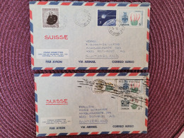 2 Lettres En Poste Aerienne  Du Canada , Vers La Suisse 1966 , 6 Timbres Dont Churchill - Airmail