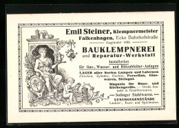 Vertreterkarte Falkenhagen, Emil Steiner, Klempnermeister, Bahnhofstrasse, Bauklempnerei  - Non Classés