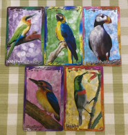 SMRT Metro Ticket Card, Birds-Macaw,Puffin,sunbirds, Set Of 5, Limited Edition,shinning Design - Singapour