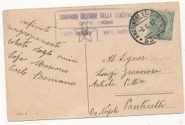 1917 FROSININE STAZIONE DC FRAZIONARIO + COMANDO MILITARE DELLA STAZIONE DI FROSINONE CENSURA - Marcophilie