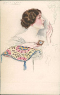 MAUZAN SIGNED 1910s POSTCARD - WOMAN & CIGARETTE - N.231/5 (5826) - Mauzan, L.A.