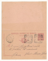 1906 CALCIANO POTENZA TONDO RIQUADRATO PREGIATO SU CARTOLINA POSTALE 7 1/2 CON RISPOSTA NUOVA UNITA - Marcophilie