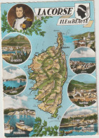 Dav : Corse :  Carte  Géographique :  Sartene ,bonifacio, Porto Vecchio , Bastia, Ajaccio, Corté, Napoléon ... - Other & Unclassified