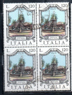 REPUBBLICA ITALY REPUBLIC 1977 LE FONTANE D'ITALIA FOUNTAINS PALMA PALMI QUARTINA BLOCK LIRE 120 USATO USED OBLITERE' - 1971-80: Used